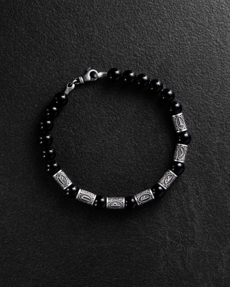 Herrenarmband RUNES (Silber, Onyx)