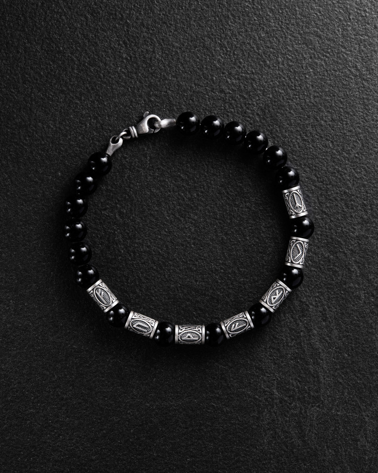 Herrenarmband RUNES (Silber, Onyx)