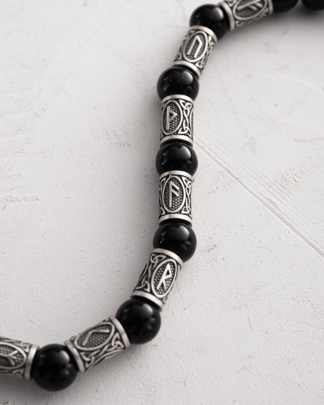 Herrenarmband RUNES (Silber, Onyx) 6