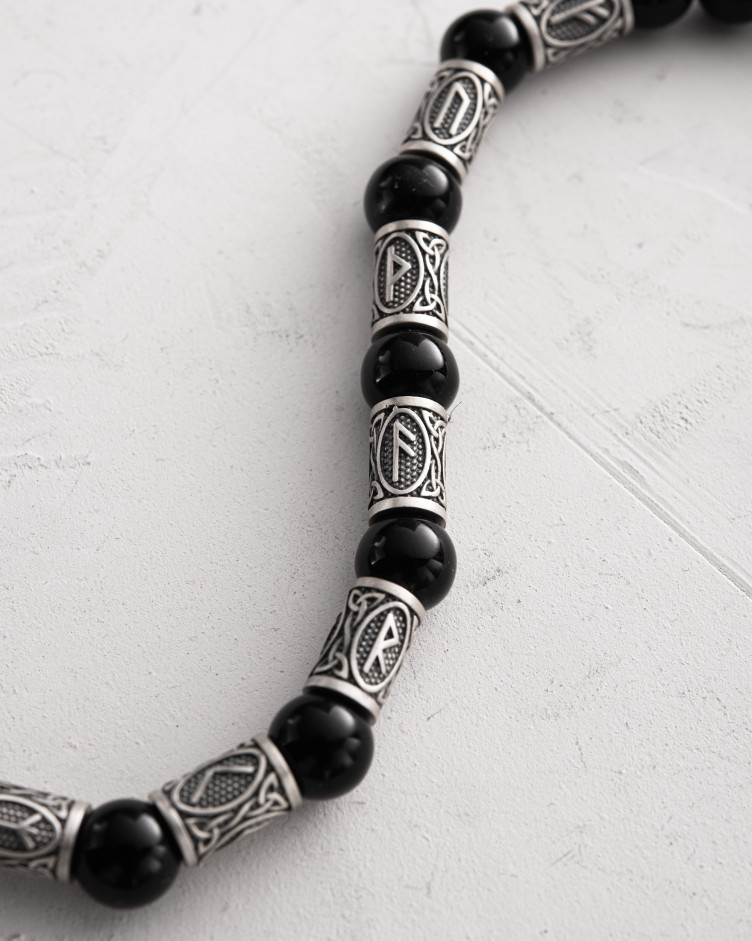 Herrenarmband RUNES (Silber, Onyx) 6