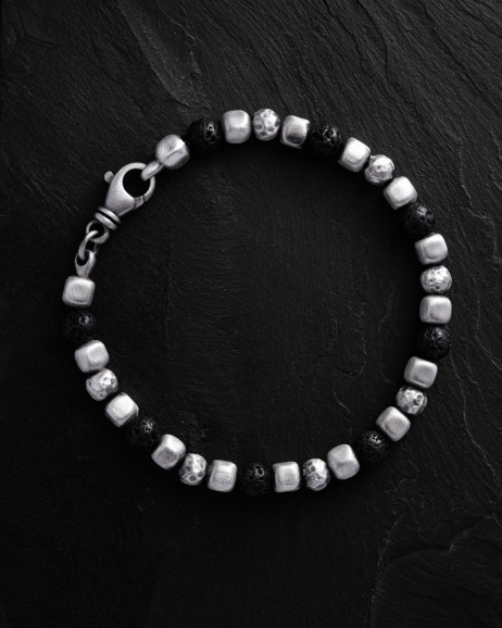 Armband CUBE. LAVA STONE in Sterlingsilber