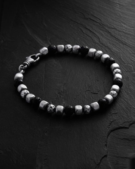Armband CUBE. LAVA STONE in Sterlingsilber 3