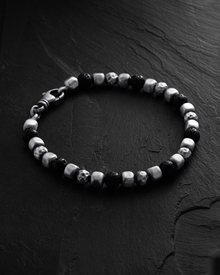 Armband CUBE. LAVA STONE in Sterlingsilber 3