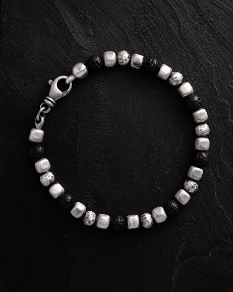Armband CUBE. LAVA STONE in Sterlingsilber