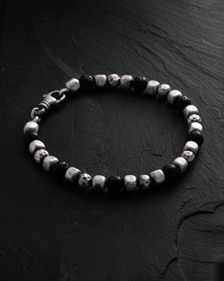 Armband CUBE. LAVA STONE in Sterlingsilber 2