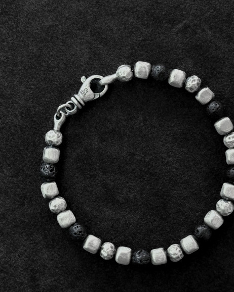 Armband CUBE. LAVA STONE in Sterlingsilber 7