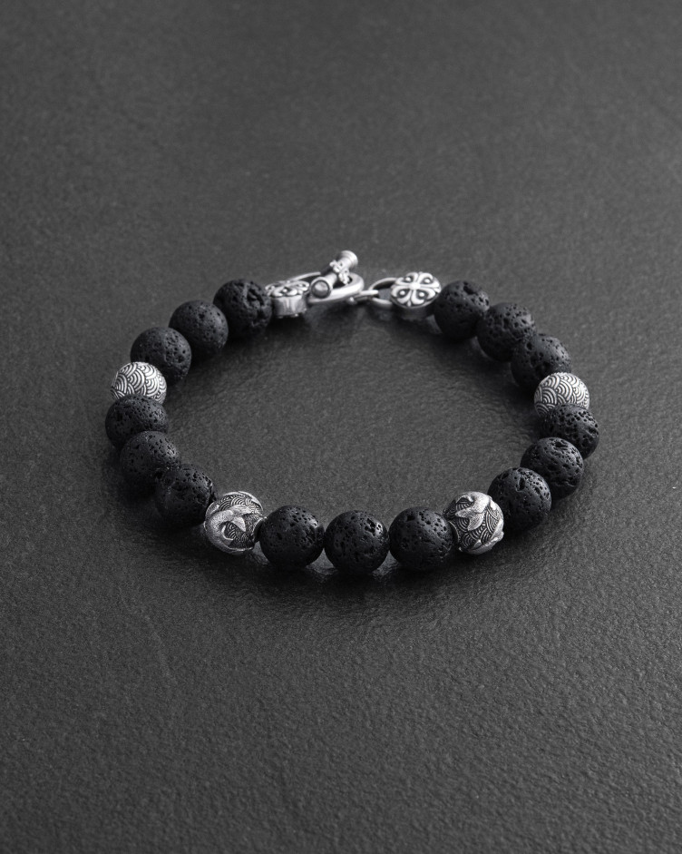 Herrenarmband JAPANISCHE KOI-KARPEN UND WELLEN (Lava) 2