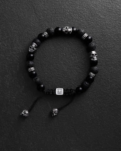 Herrenarmband SCHÄDEL. LAVASTEIN