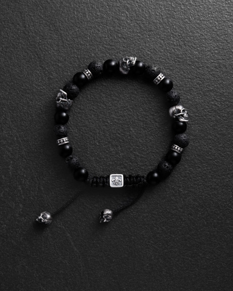 Herrenarmband SCHÄDEL. LAVASTEIN 3