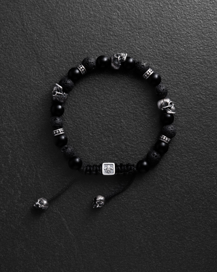Herrenarmband SCHÄDEL. LAVASTEIN 3
