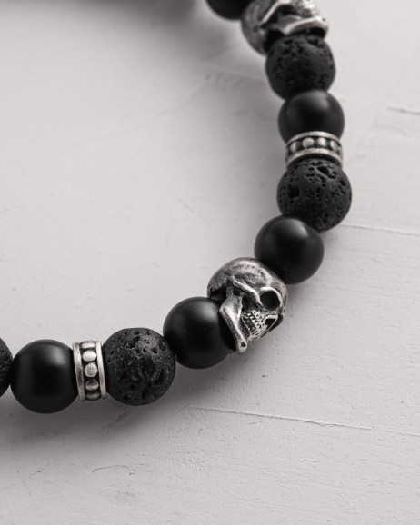 Herrenarmband SCHÄDEL. LAVASTEIN 6