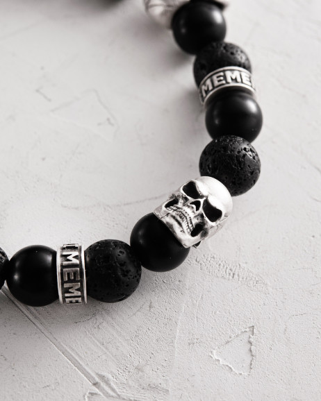 Herrenarmband SCHÄDEL. LAVASTEIN 6