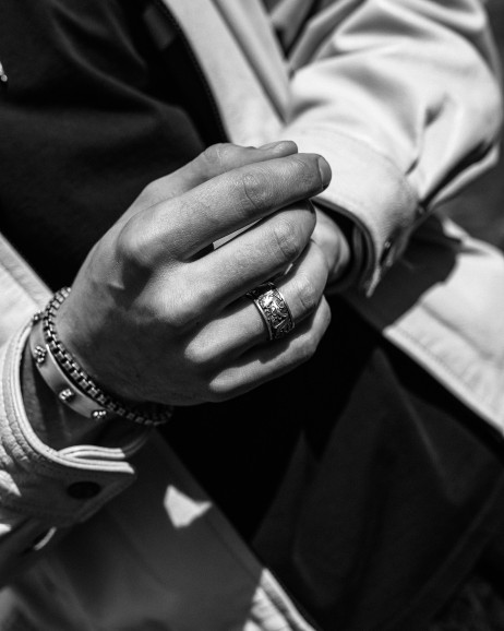 Ring JAPANISCHE KOI-KARPFEN UND WELLEN in Sterlingsilber 14