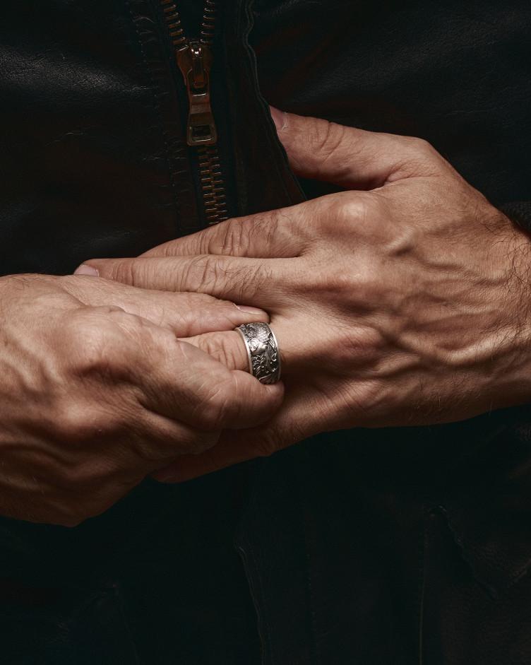 Ring JAPANISCHE KOI-KARPFEN UND WELLEN in Sterlingsilber 8