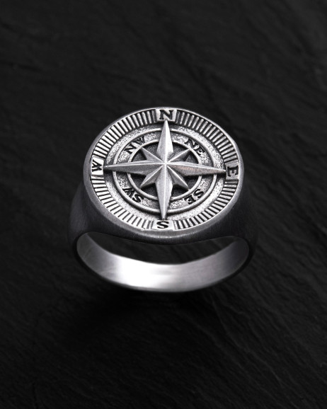 Ring COMPASS. POLAR STAR in Sterlingsilber 8