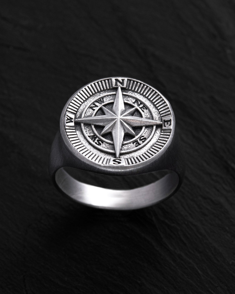 Ring COMPASS. POLAR STAR in Sterlingsilber 8