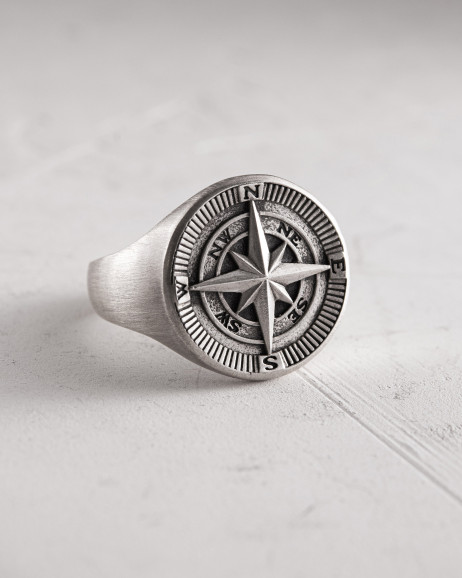 Ring COMPASS. POLAR STAR in Sterlingsilber