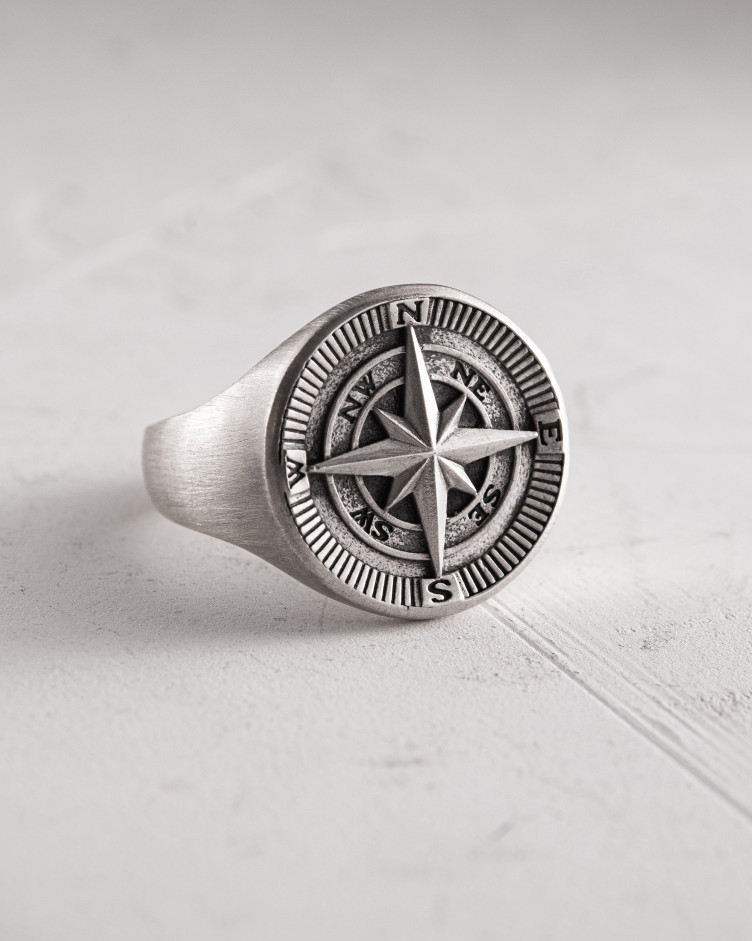 Ring COMPASS. POLAR STAR in Sterlingsilber