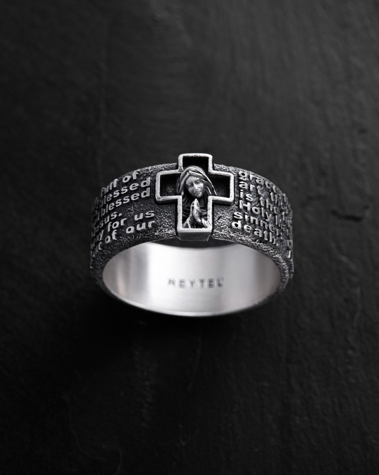 Ring PRAYER TO HAIL MARY in Sterlingsilber