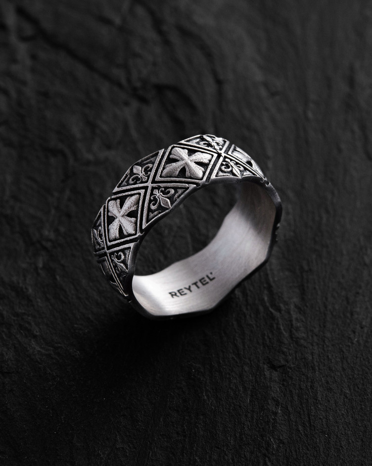 Ring MALTESERKREUZ UND FLEUR DE LIS in Sterlingsilber 2