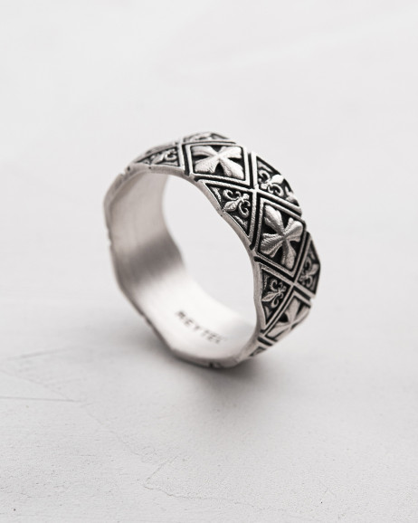 Ring MALTESERKREUZ UND FLEUR DE LIS in Sterlingsilber  3