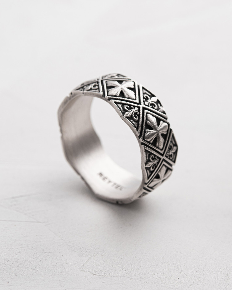 Ring MALTESERKREUZ UND FLEUR DE LIS in Sterlingsilber 3