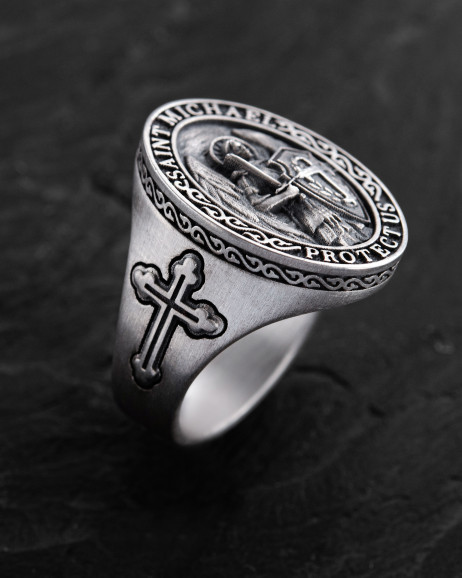 Ring SAINT MICHAEL PROTECT US in Sterlingsilber 2
