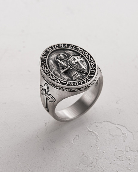 Ring SAINT MICHAEL PROTECT US in Sterlingsilber 5