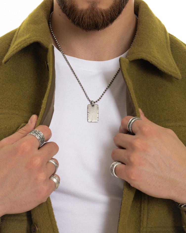 Dog tag Anhänger mit STEIN in sterlingsilber 6