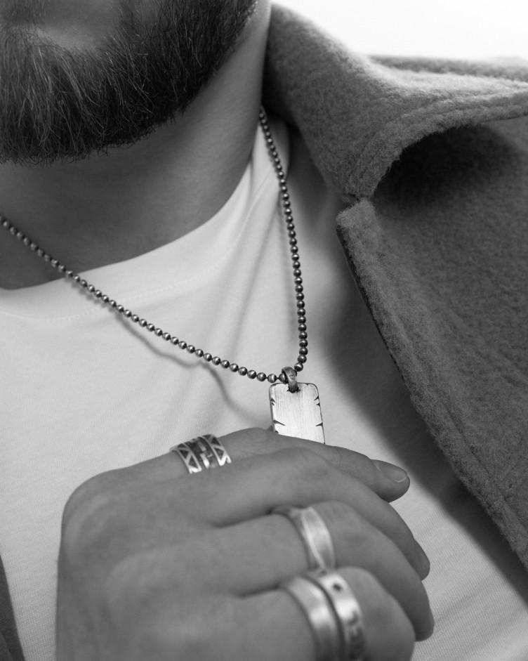 Dog tag Anhänger mit STEIN in sterlingsilber 8