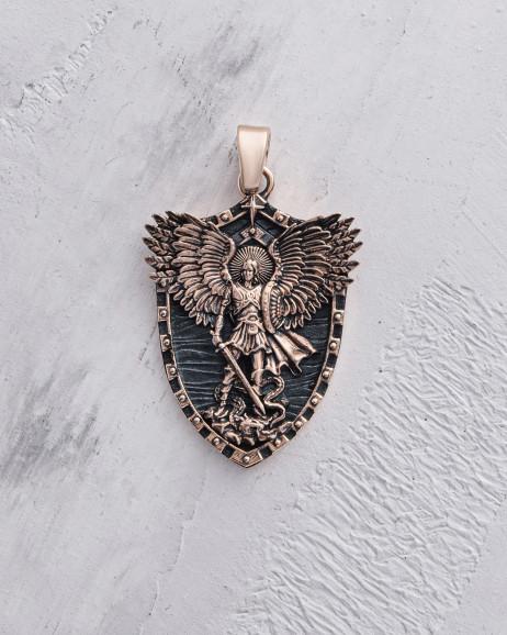 Anhänger - Schild ST. ERZENGEL MICHAEL (Rotgold)