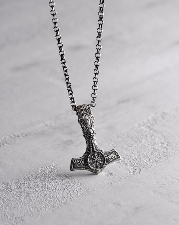 Anhänger - Hammer HELM DES SCHRECKENS MIT SCHÄDEL in Sterlingsilber 3