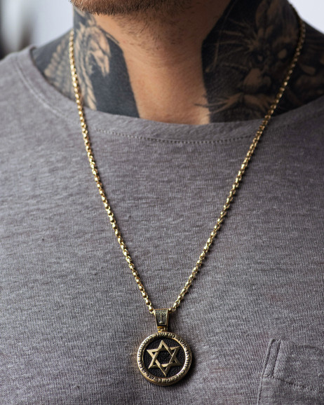 Anhänger DAVIDSTERN mit Ebenholz (Gelbgold) 4