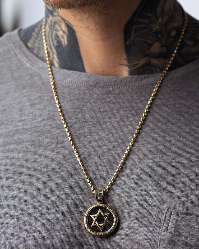 Anhänger DAVIDSTERN mit Ebenholz (Gelbgold) 4