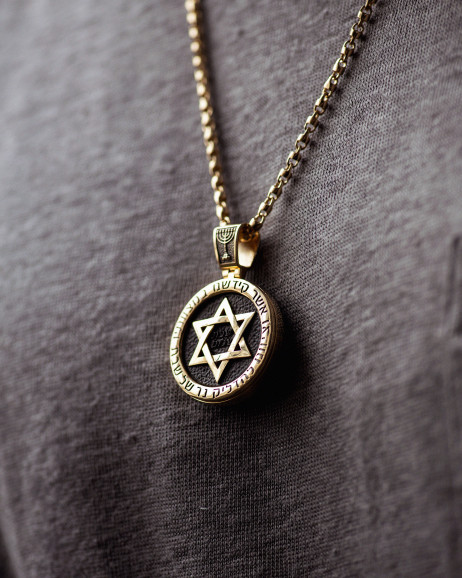 Anhänger DAVIDSTERN mit Ebenholz (Gelbgold) 6