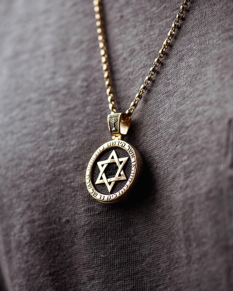 Anhänger DAVIDSTERN mit Ebenholz (Gelbgold) 6