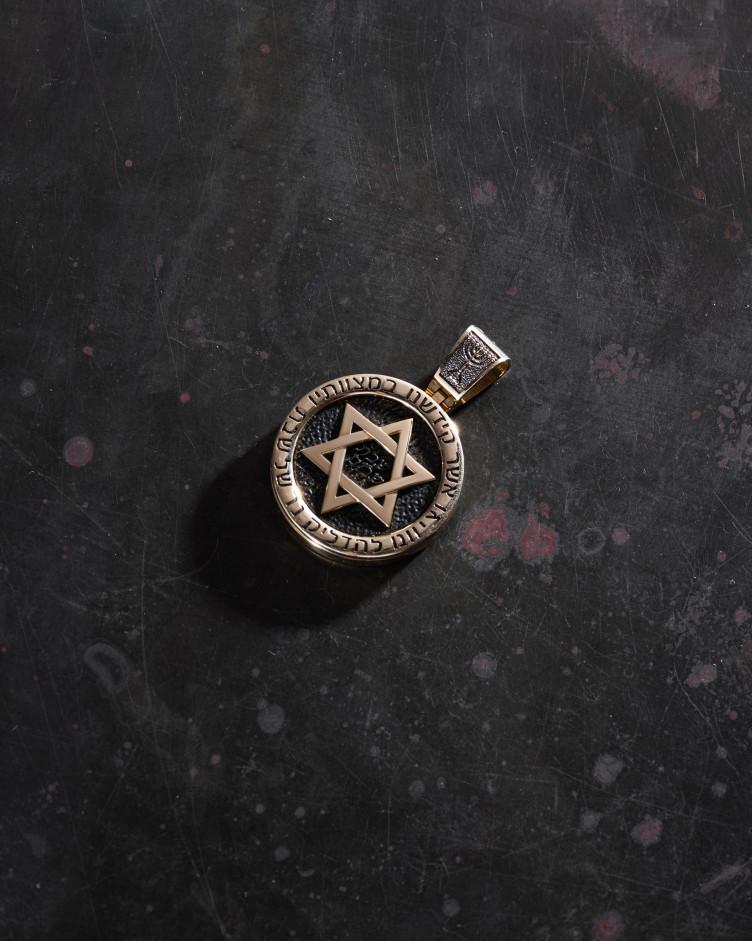 Anhänger DAVIDSTERN mit Ebenholz (Gelbgold) 5