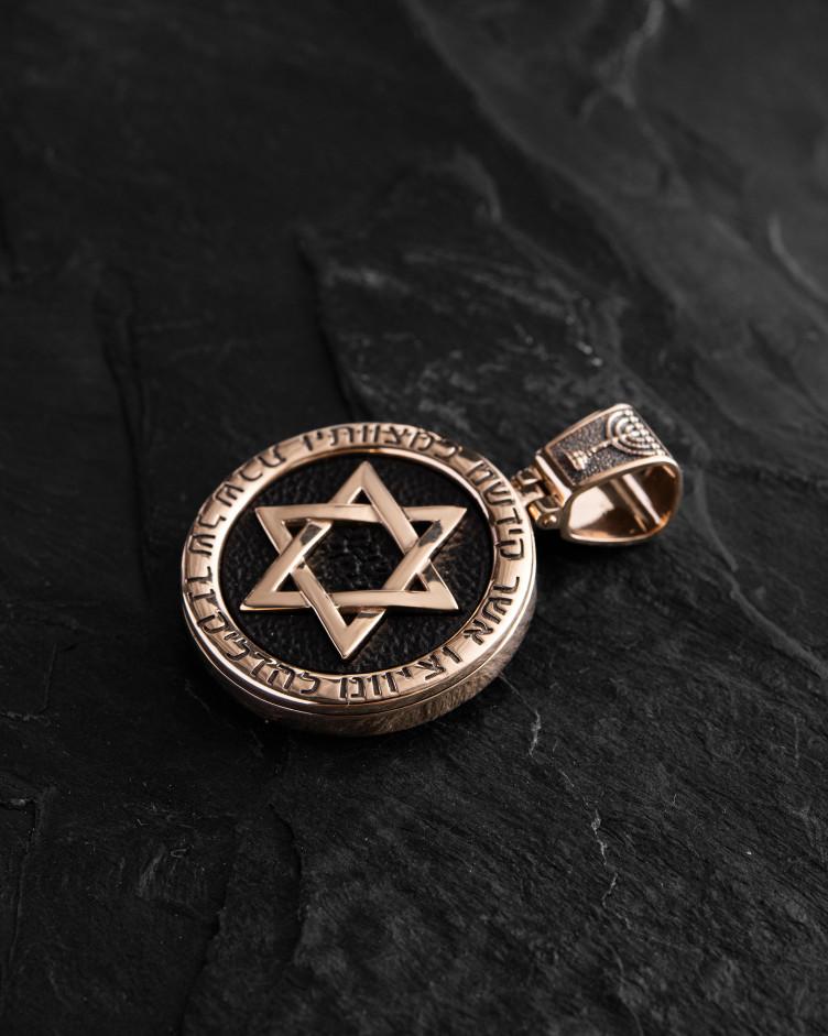 Anhänger DAVIDSTERN mit Ebenholz (Gelbgold) 10