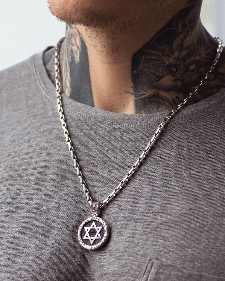 Anhänger DAVIDSTERN mit Ebenholz (Weißgold) 10