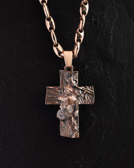 Kreuz DAS GESICHT DES GLAUBENS aus Rotgold  5