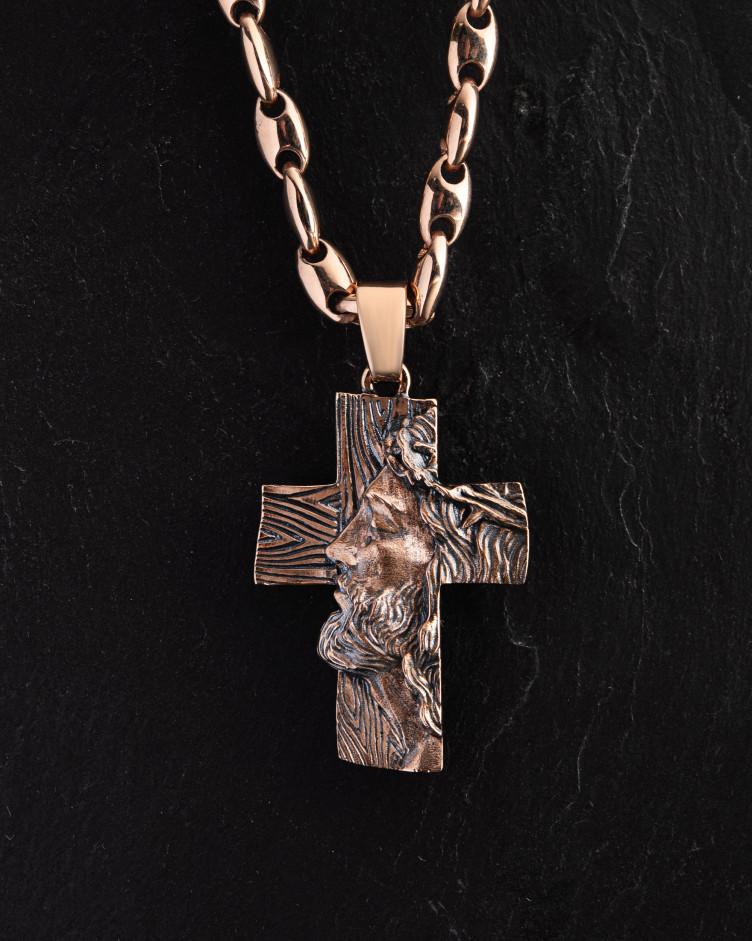 Kreuz DAS GESICHT DES GLAUBENS aus Rotgold 5