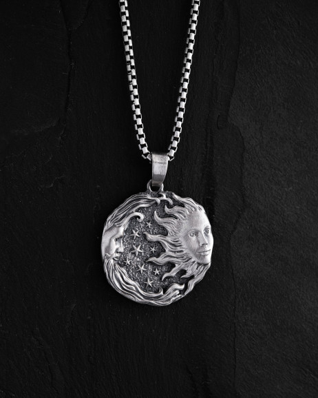 Anhänger SONNE UND MOND in Sterlingsilber
