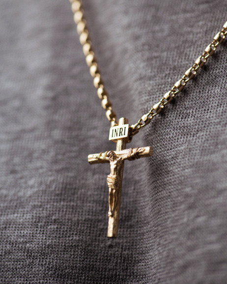 Kreuz aus Gelbgold KREUZIGUNG VON JESUS CHRISTUS S 4