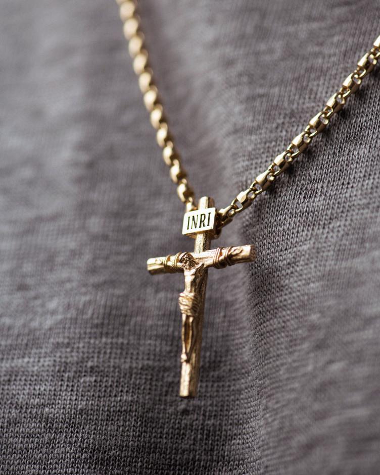 Kreuz aus Gelbgold KREUZIGUNG VON JESUS CHRISTUS S 4