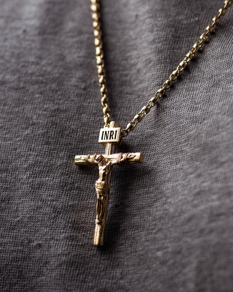 Kreuz aus Gelbgold KREUZIGUNG VON JESUS CHRISTUS M 4