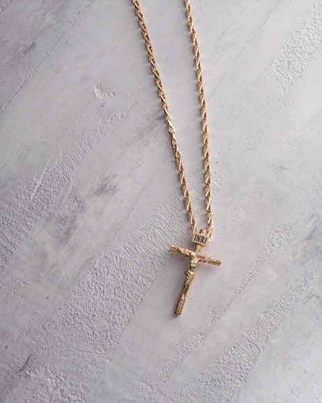 Kreuz aus Gelbgold KREUZIGUNG VON JESUS CHRISTUS M 3