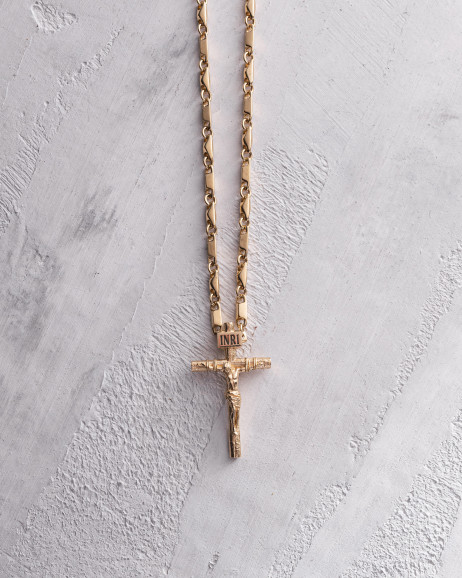 Kreuz aus Gelbgold KREUZIGUNG VON JESUS CHRISTUS M 7