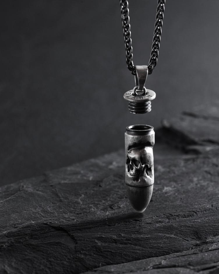 Anhänger KUGEL MIT SCHÄDEL in Sterlingsilber