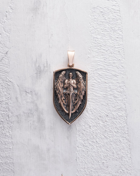 Anhänger - Schild SCHUTZENGEL aus Rotgold 4