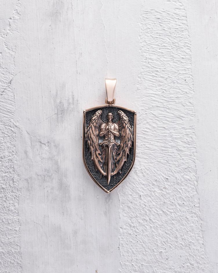 Anhänger - Schild SCHUTZENGEL aus Rotgold 4